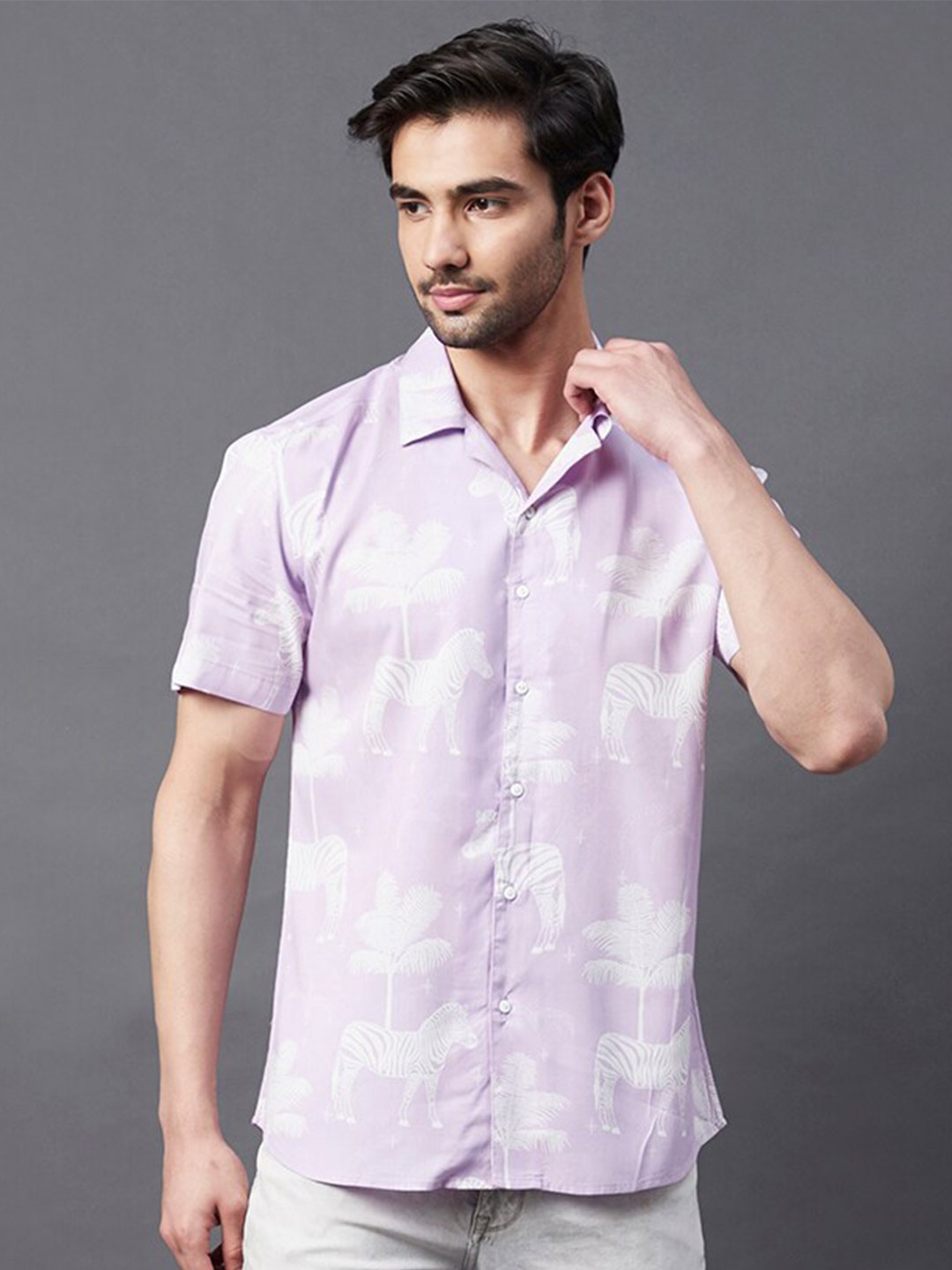 

Rigo Slim Fit Printed Casual Shirt, Purple