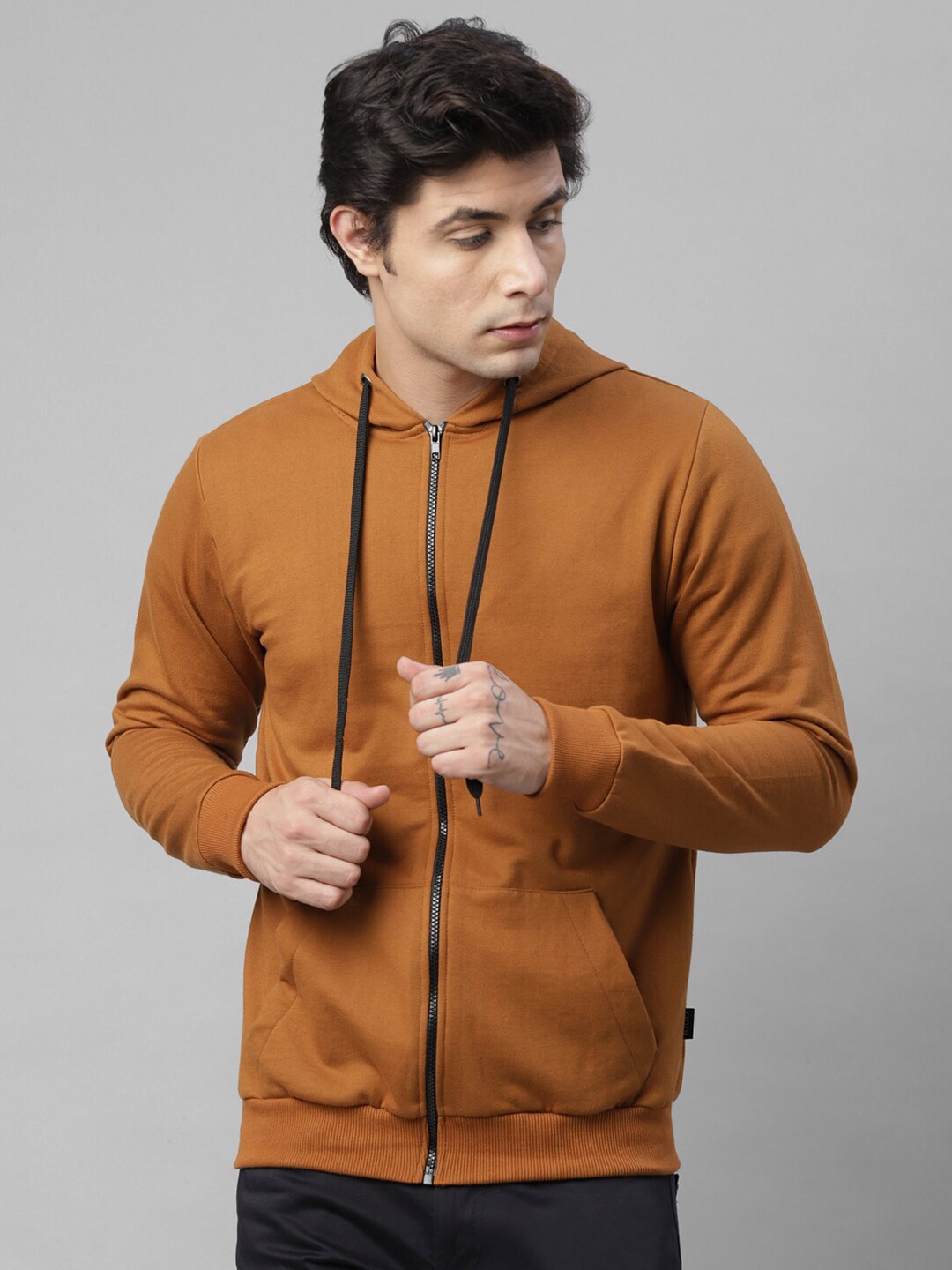 

Rigo Solid Open Hooded Casual Pullover Sweatshirt, Mustard