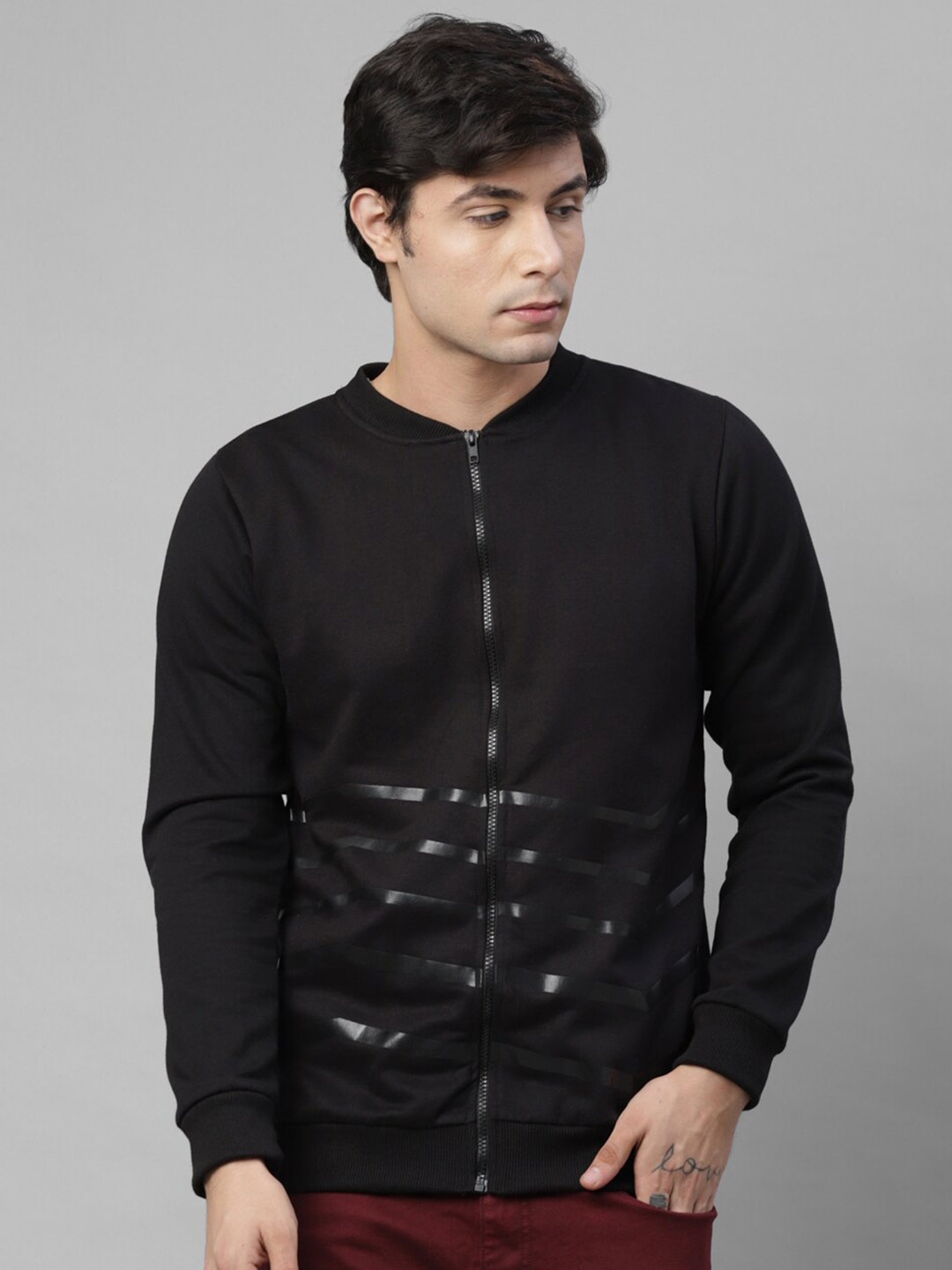 

Rigo Striped Pullover Casual Open Sweatshirt, Black