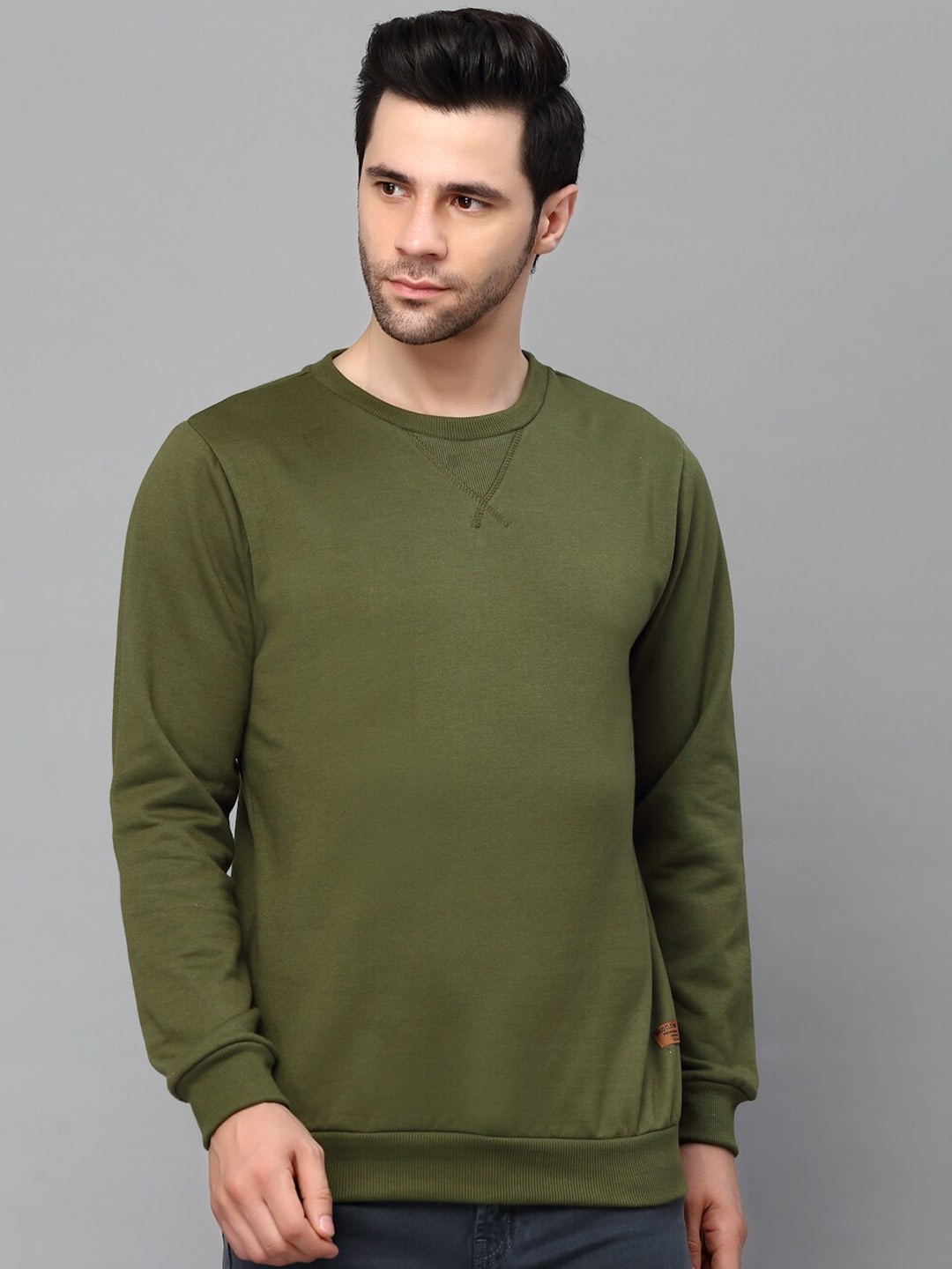 

Rigo Solid Casual Pullover Sweatshirt, Olive