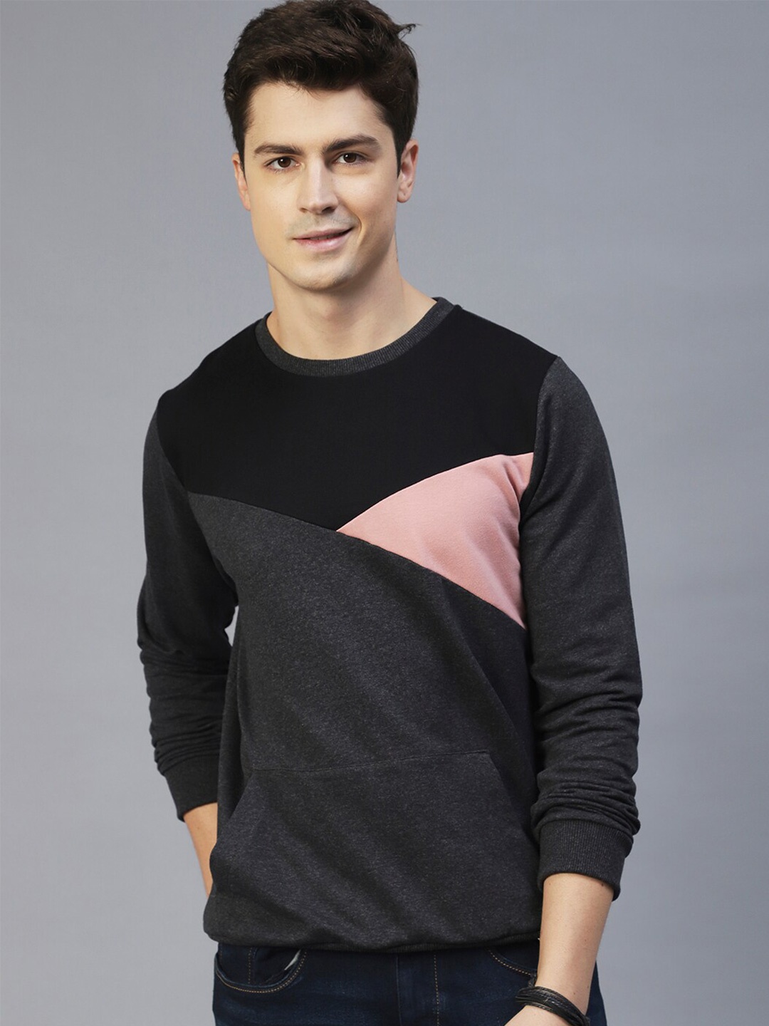

Rigo Men Printed Fleece Pullover Casual Sweatshirt, Charcoal