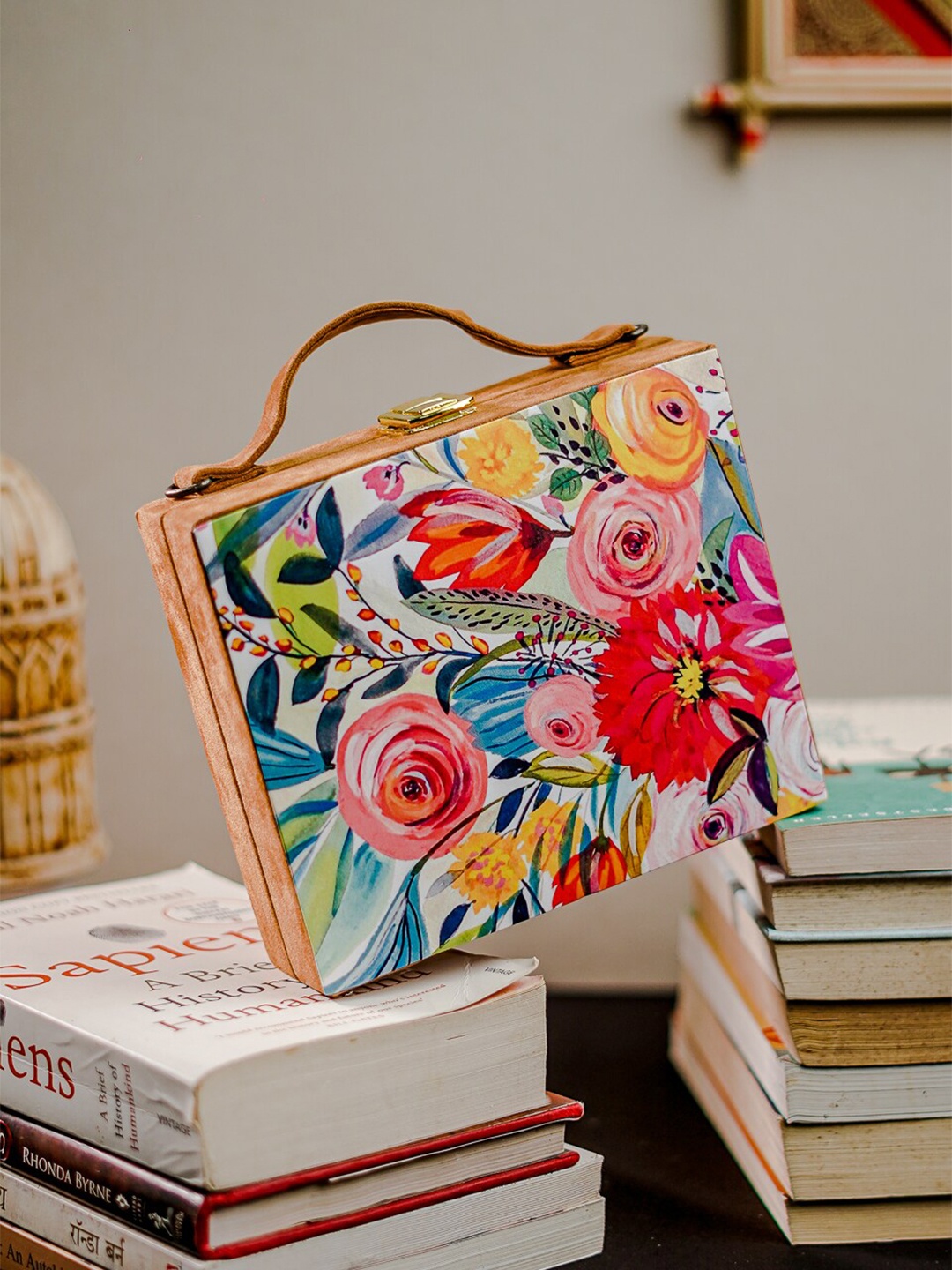 

Anouk Pink & Blue Floral Printed Box Clutch