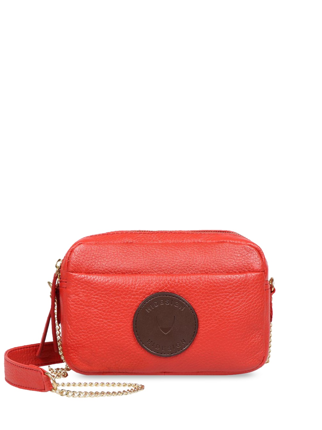 Hidesign Textured Leather Structured Sling Bag, Red