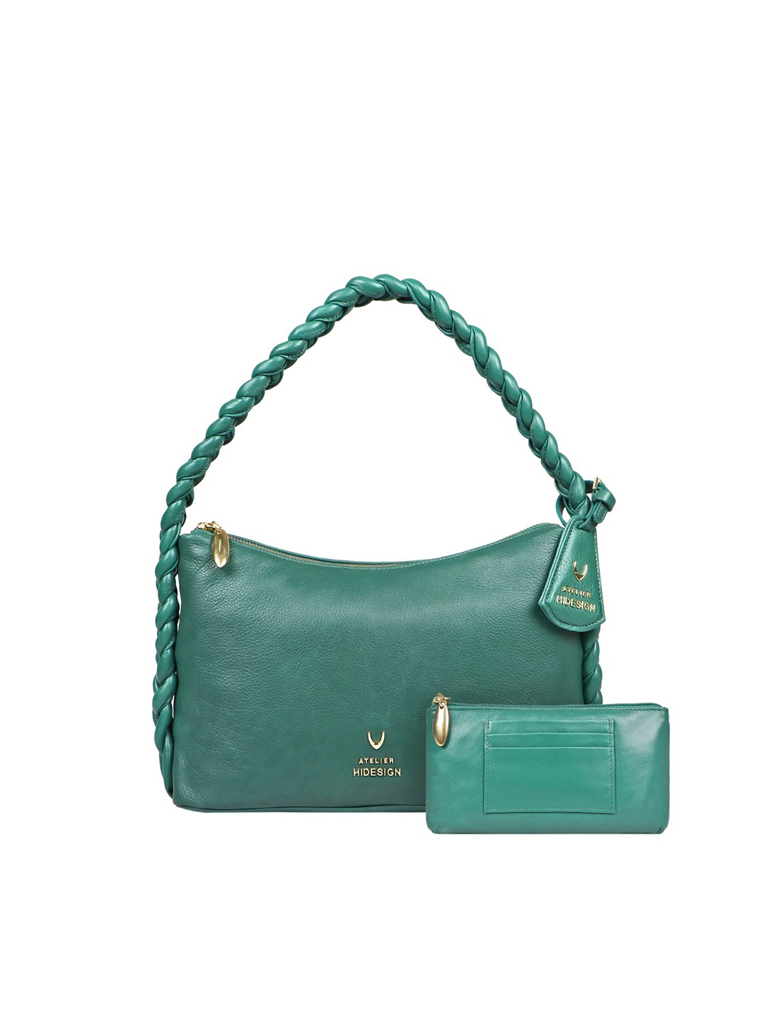 

Hidesign Green Leather Structured Handheld Bag