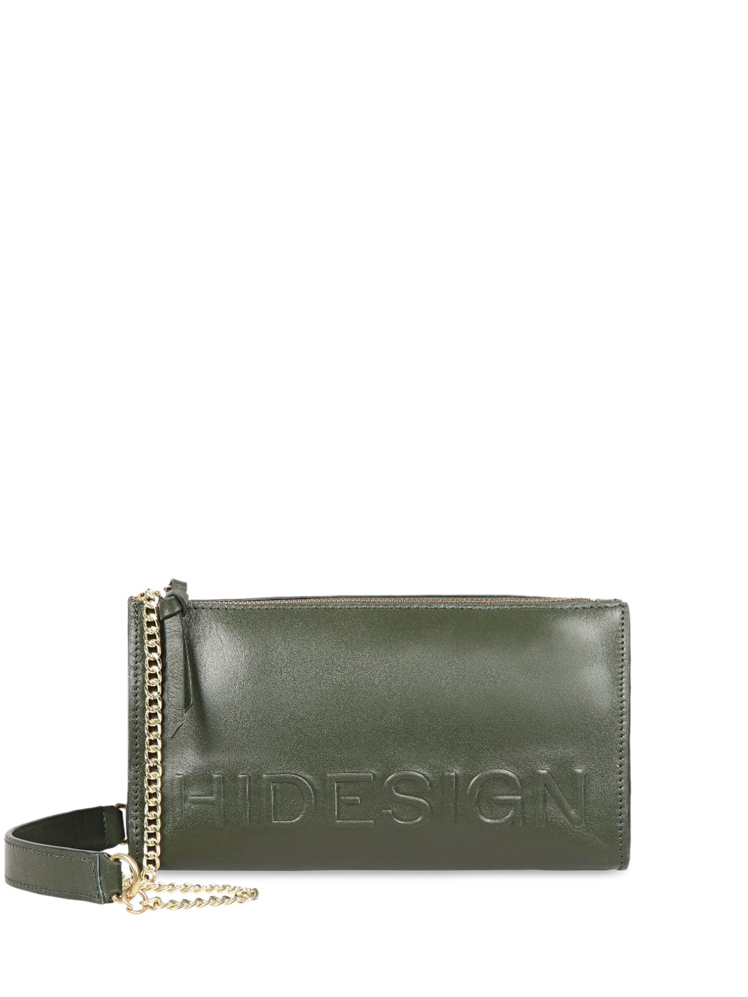 

Hidesign Green Textured Leather Structured Sling Bag
