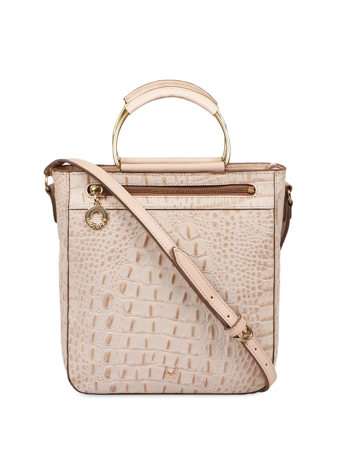 

Hidesign Textured Leather Structured Sling Bag, Cream