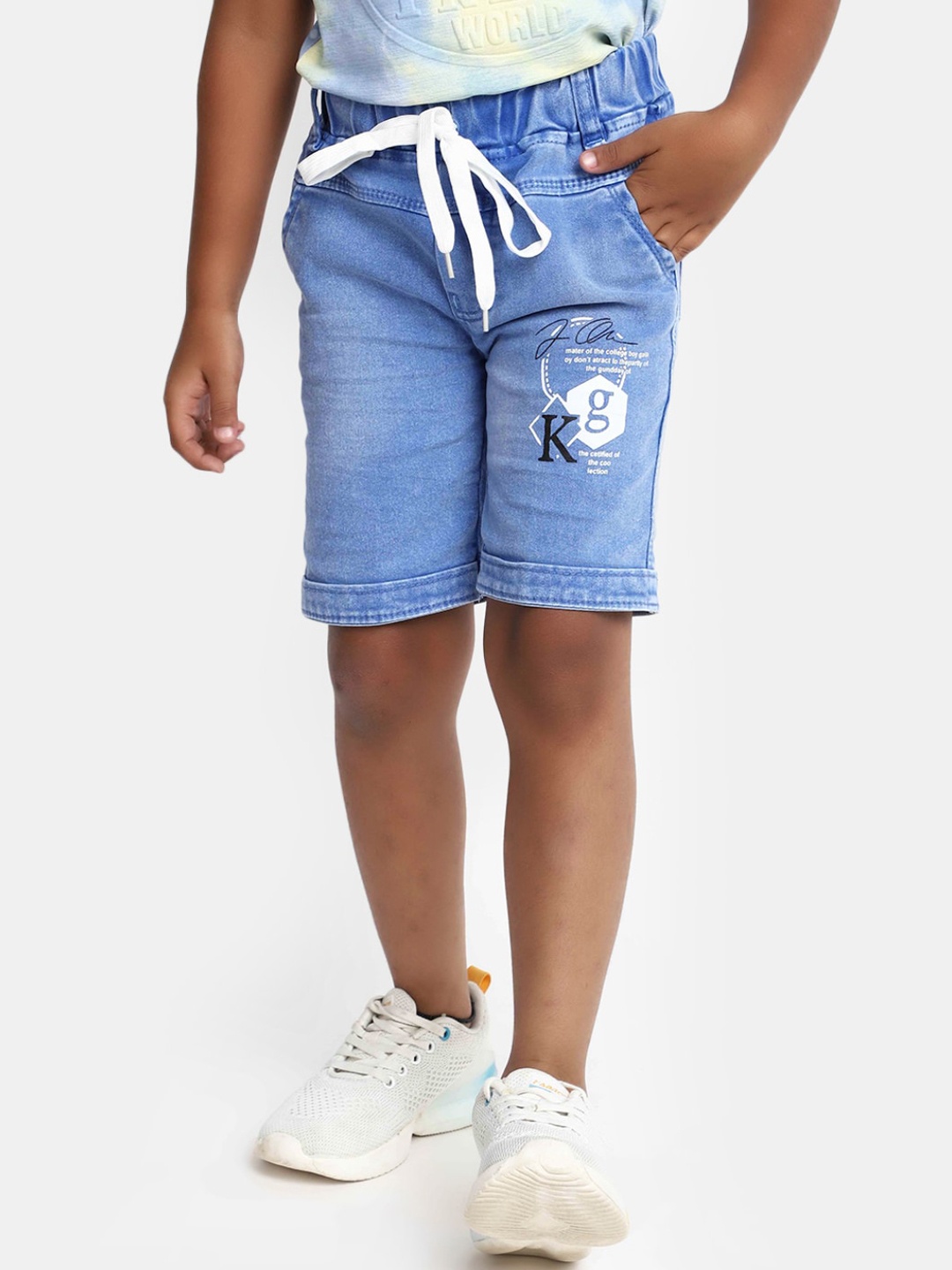 

V-Mart Boys Washed Mid Rise Denim Shorts, Blue