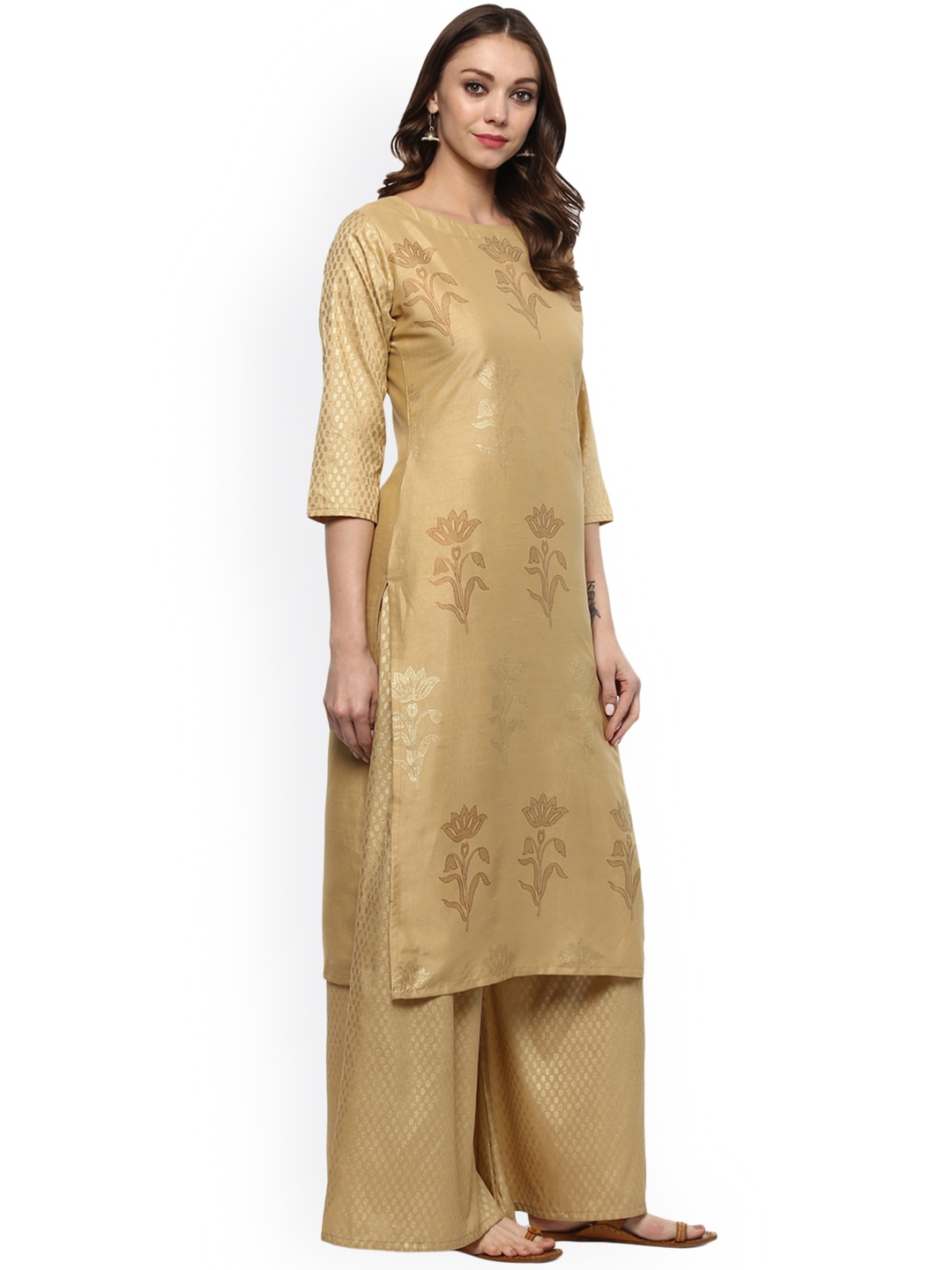 

ZIYAA Women Brown Printed Straight Kurta