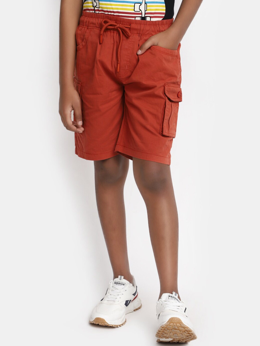 

V-Mart Boys Cotton Cargo Shorts, Rust