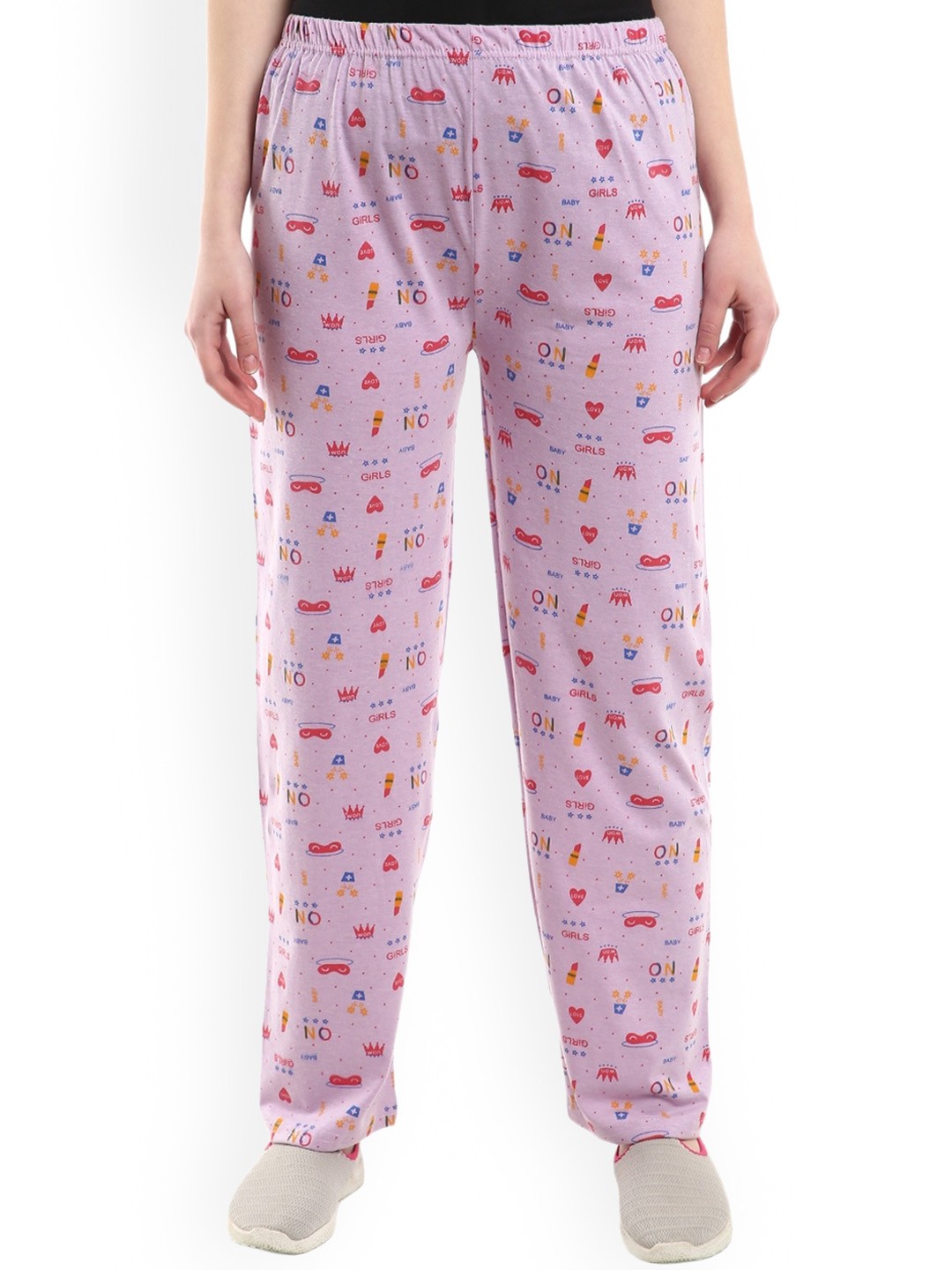 

V-Mart Women Printed Mid-Rise Lounge Pants, Lavender