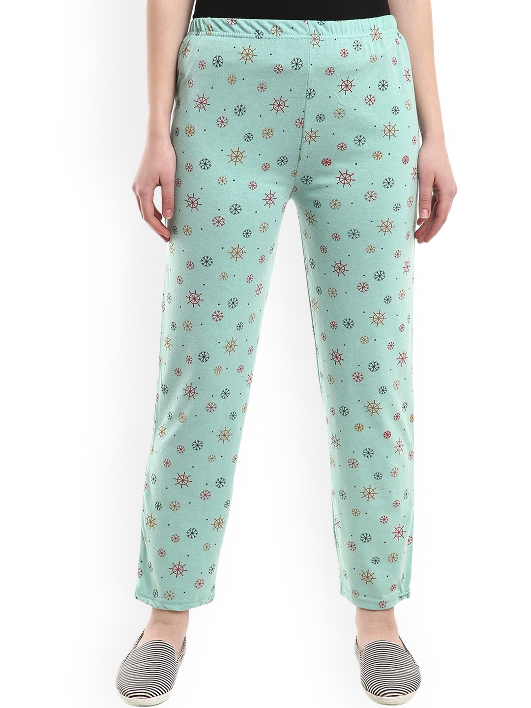 

V-Mart Women Printed Cotton Track Pants, Green
