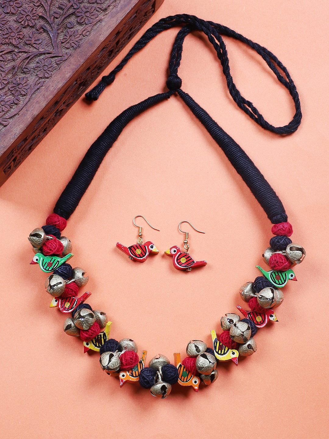 

FIROZA Birds Design Tribal Jewellery Set, Silver