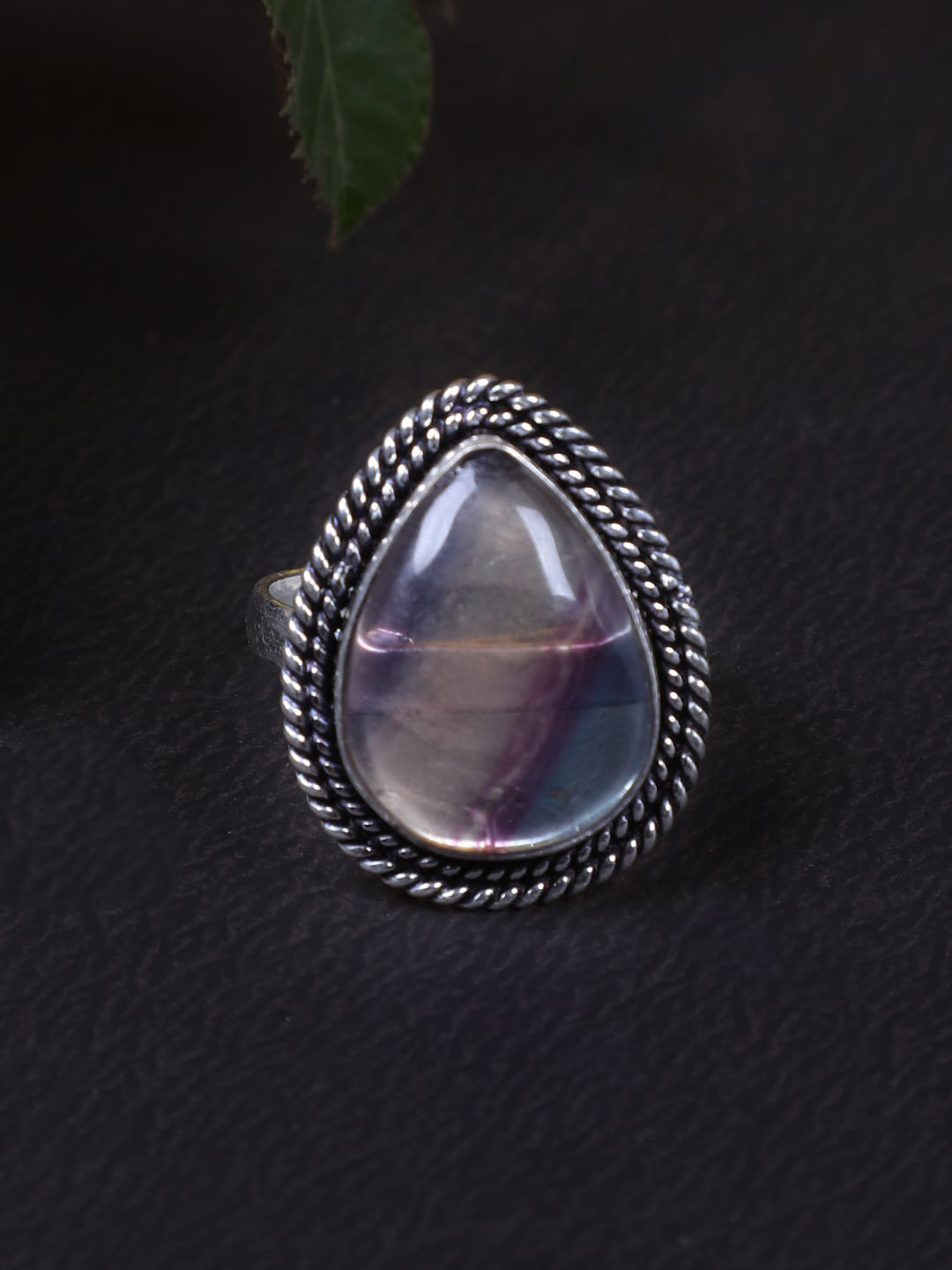 

FIROZA Silver-Plated Stone Studded Ring