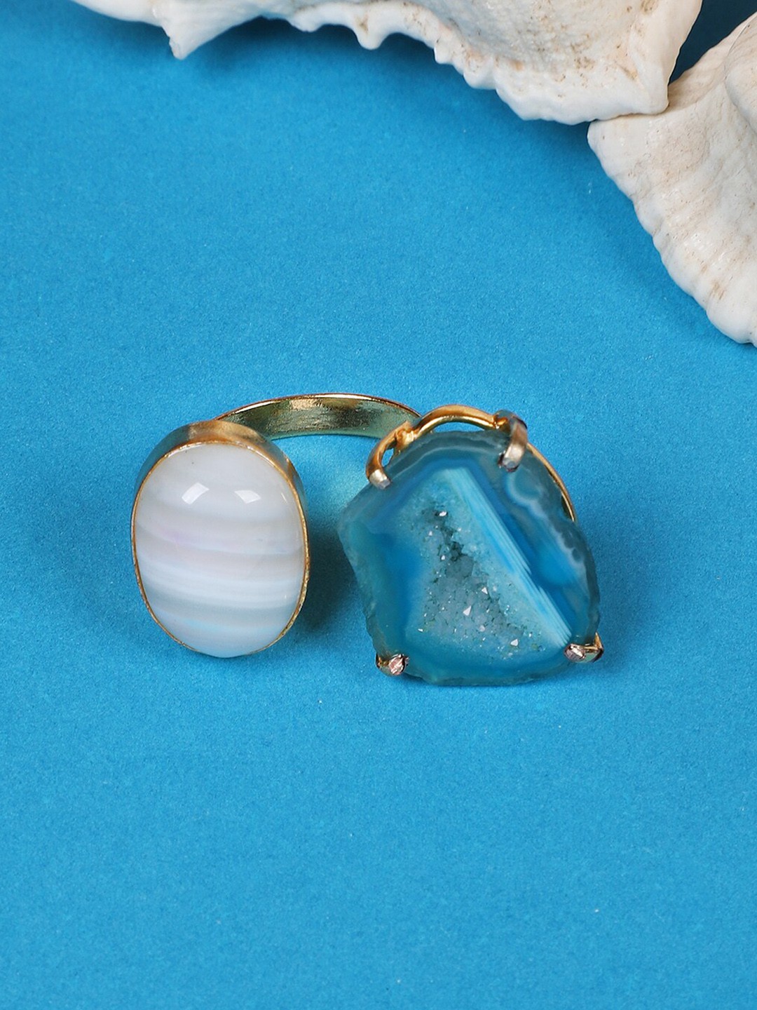 

FIROZA Gold-Plated Stone Studded Finger Ring