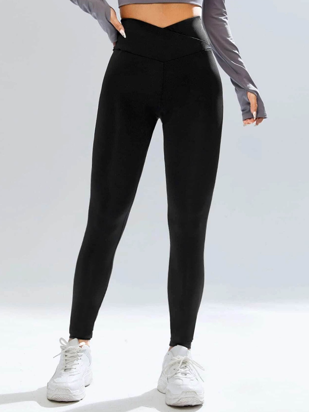 

IMPERATIVE Women High Rise Slim Fit Antimicrobial Ankle Length Gym Tights, Black