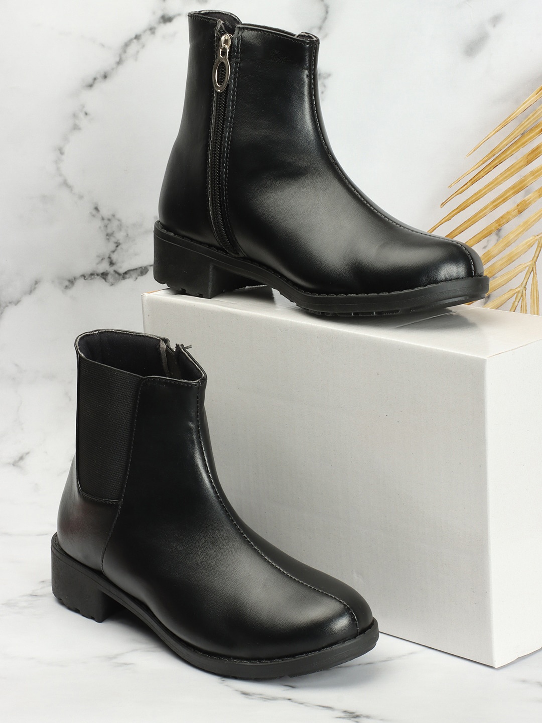 

OPHELIA Women Mid-top Heeled Chelsea Boots, Black