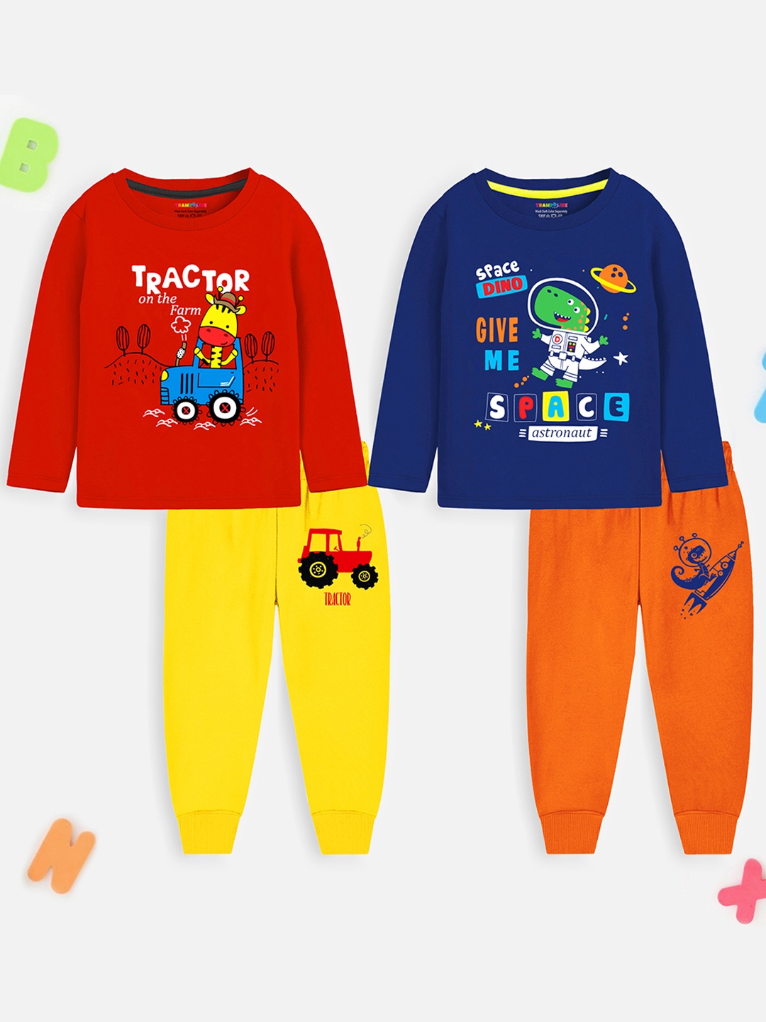 

Trampoline Pack of 2 Kids Printed T-Shirt With Pyjamas, Red