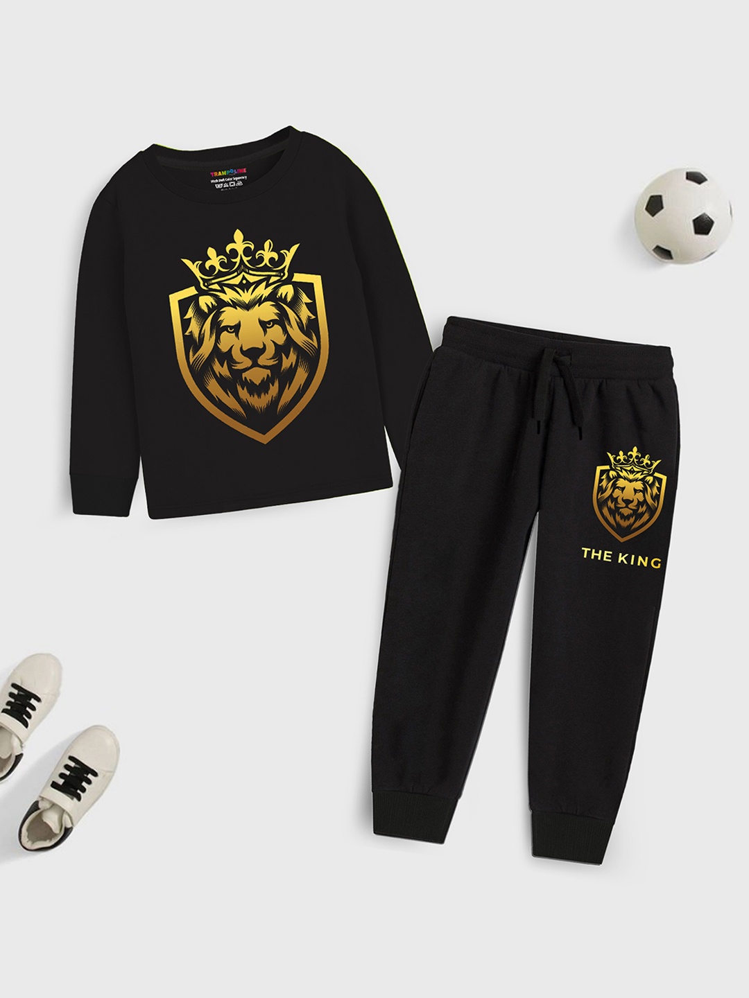 

Trampoline Kids Printed T-Shirt With Trousers, Black