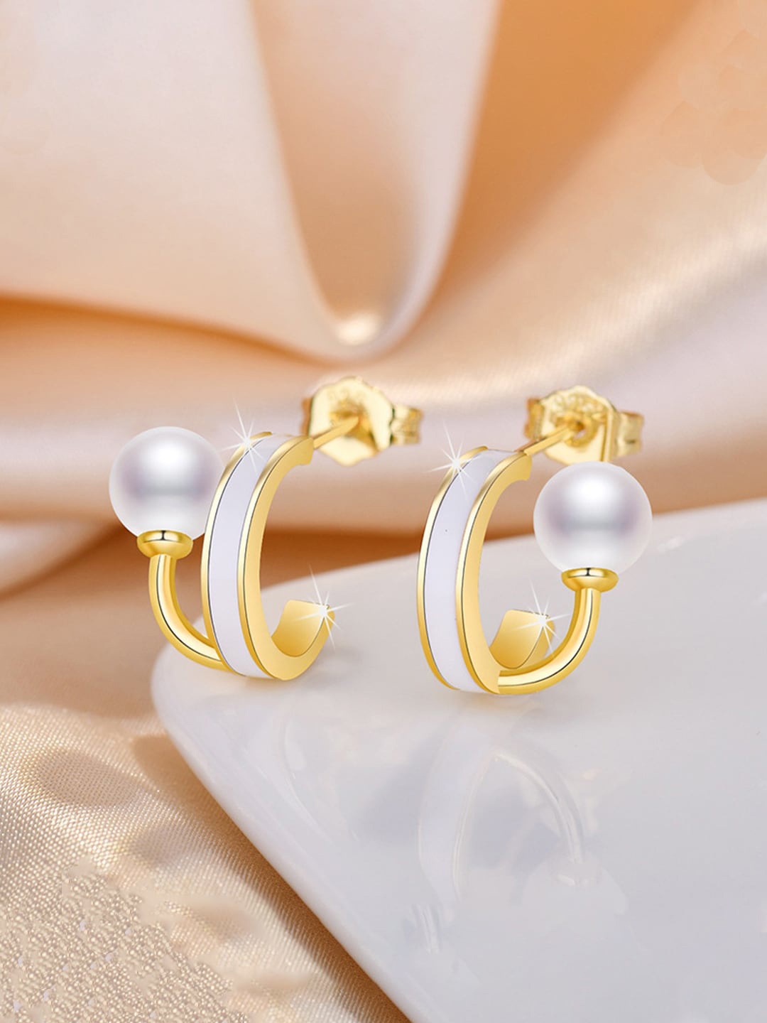 

Jewels Galaxy Gold-Plated Contemporary Hoop Earrings