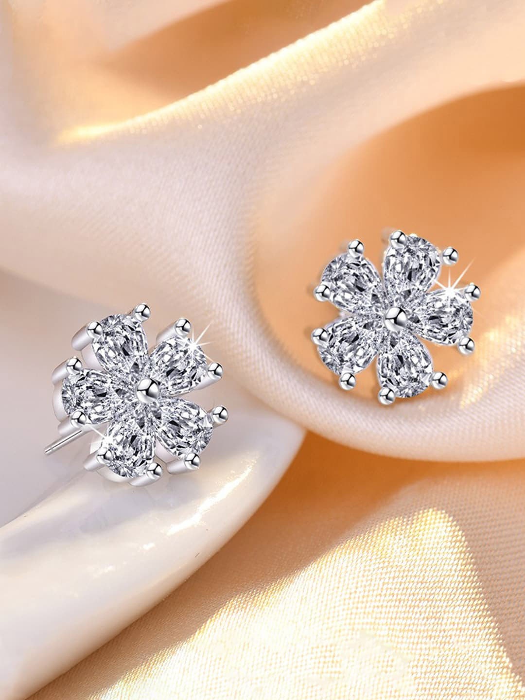 

Jewels Galaxy Silver Plated AD Studded Studs Earrings