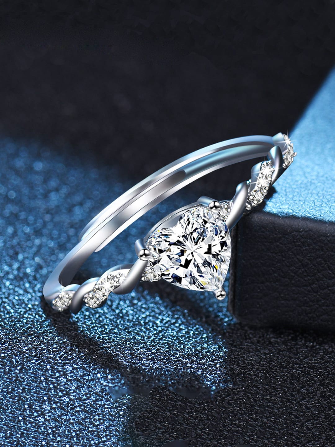 

Jewels Galaxy Silver-Plated AD Studded Finger Ring