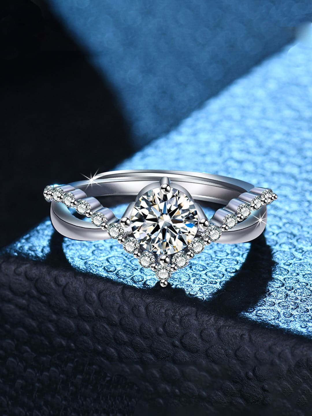 

Jewels Galaxy Silver-Plated AD Studded Finger Ring