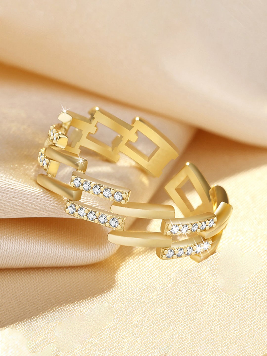 

Jewels Galaxy Gold-Plated AD Studded Finger Ring