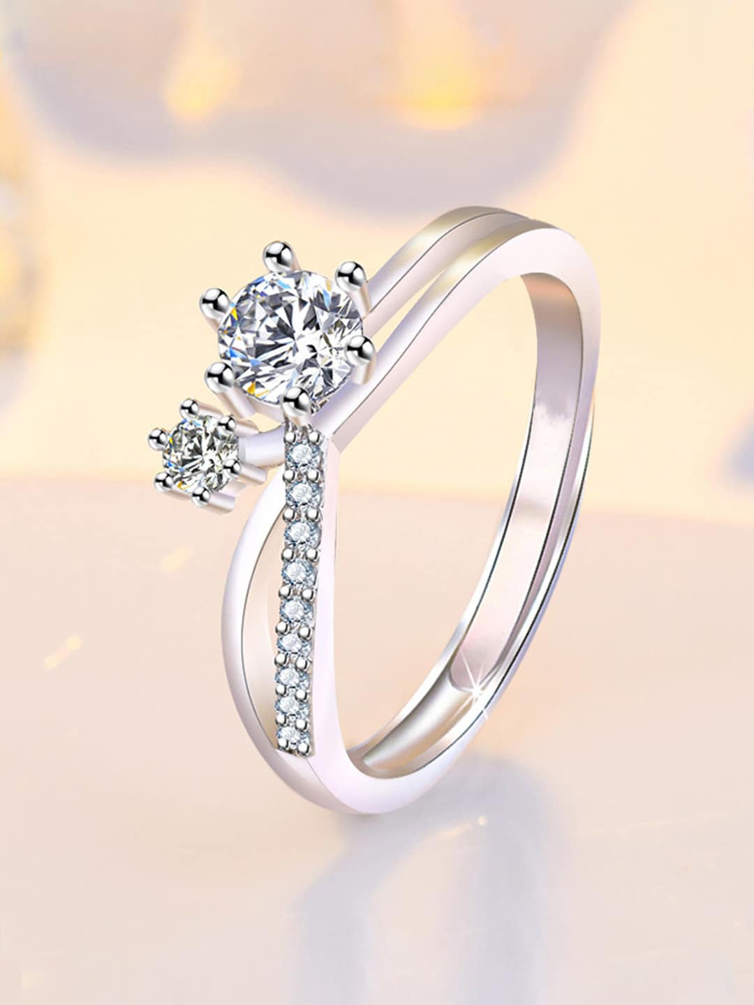 

Jewels Galaxy Silver-Plated AD Studded Finger Rings