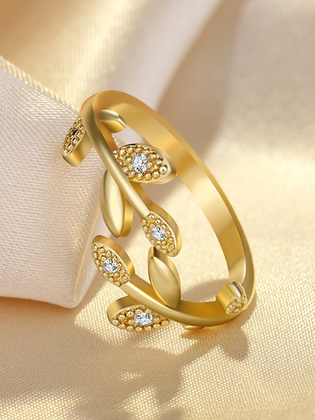 

Jewels Galaxy Gold-Plated AD Studded Finger Ring