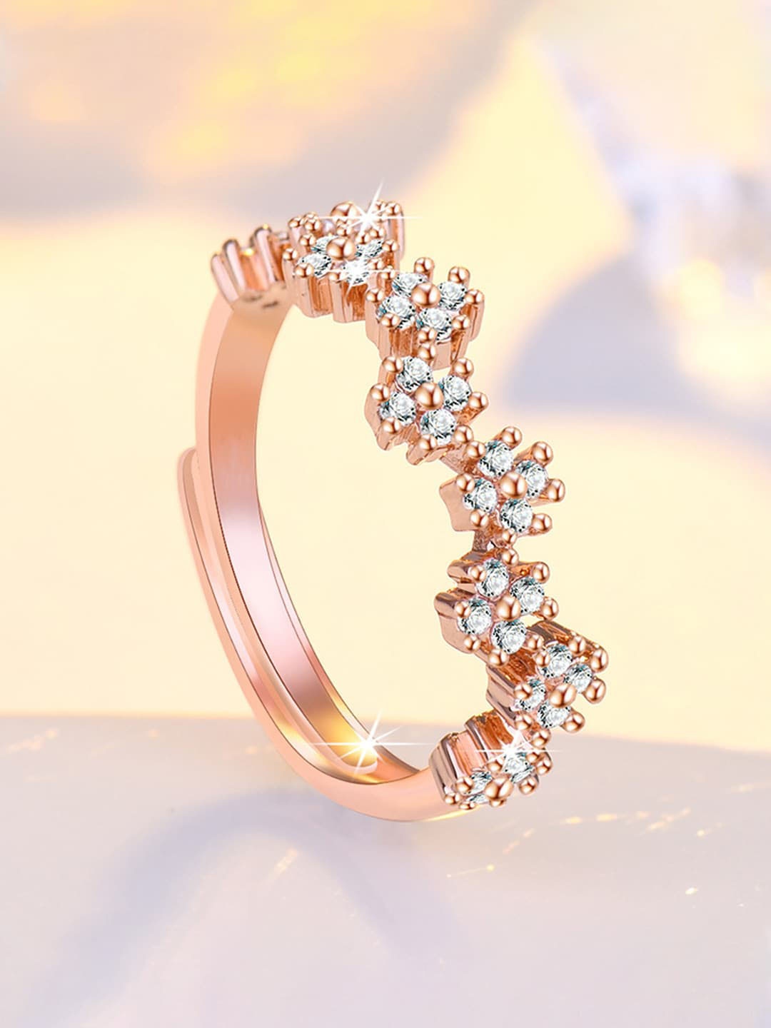 

Jewels Galaxy Rose Gold-Plated AD Studded Finger Ring