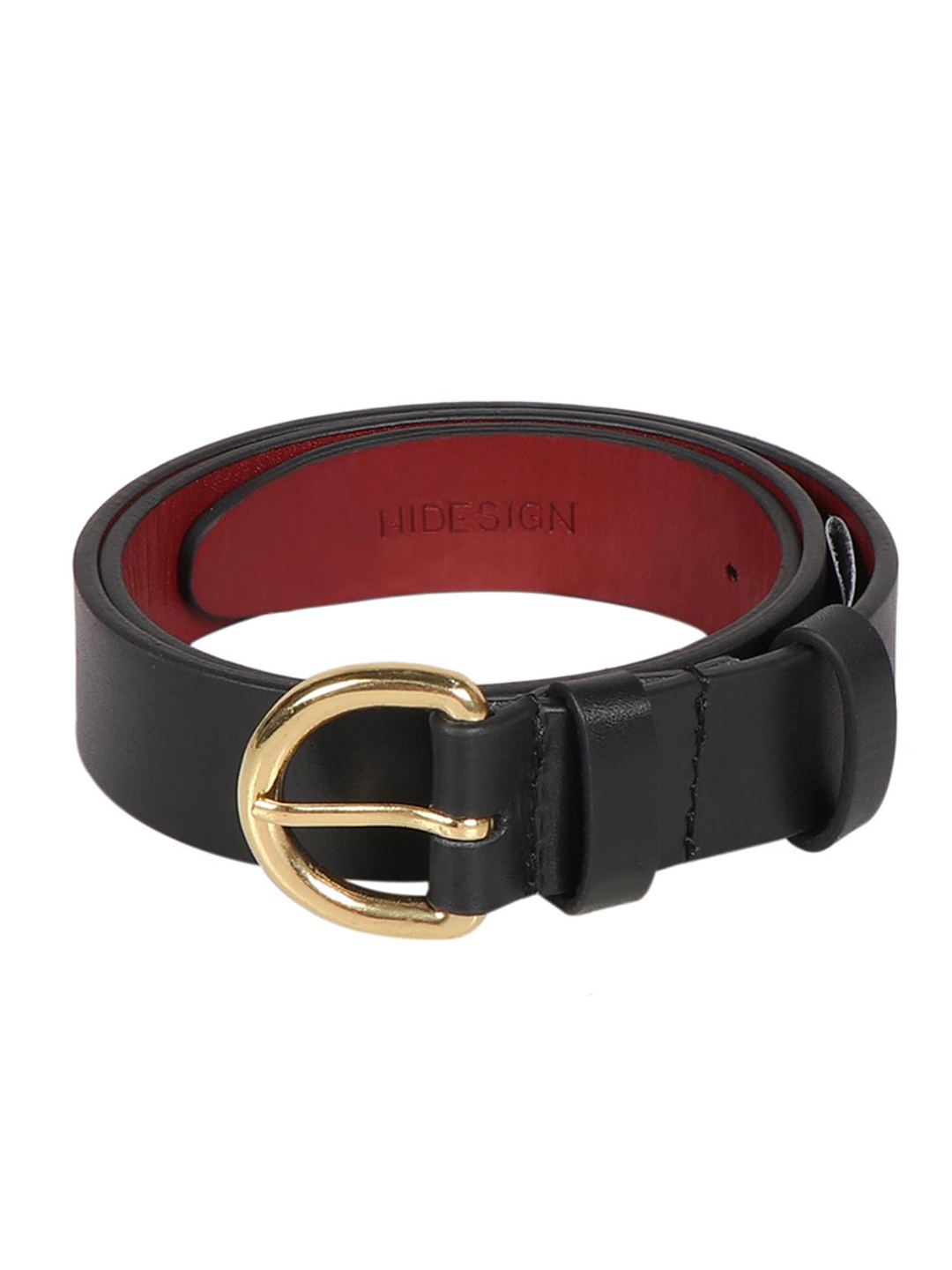 

Hidesign Women Textured Leather Slim Belt, Black