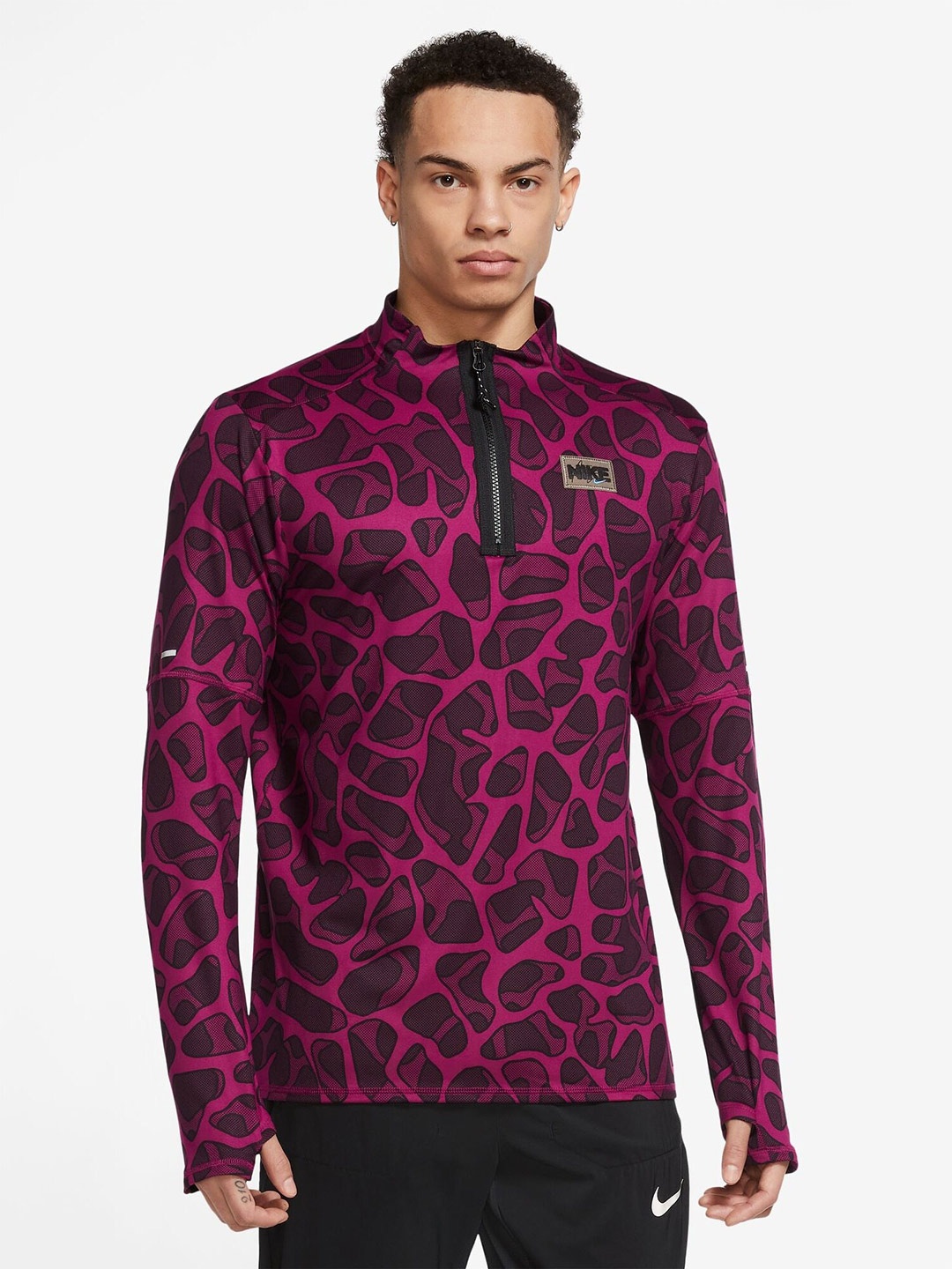 

Nike Dri-FIT Element D.Y.E. Mens 1/4-Zip Running T-shirts, Purple