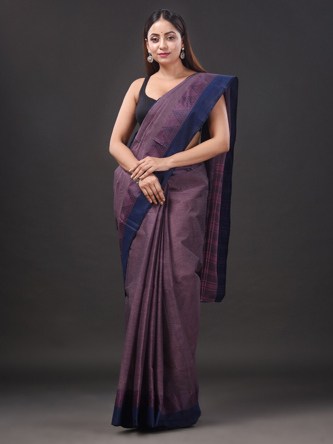 

Mitera Pink & Purple Pure Cotton Taant Saree