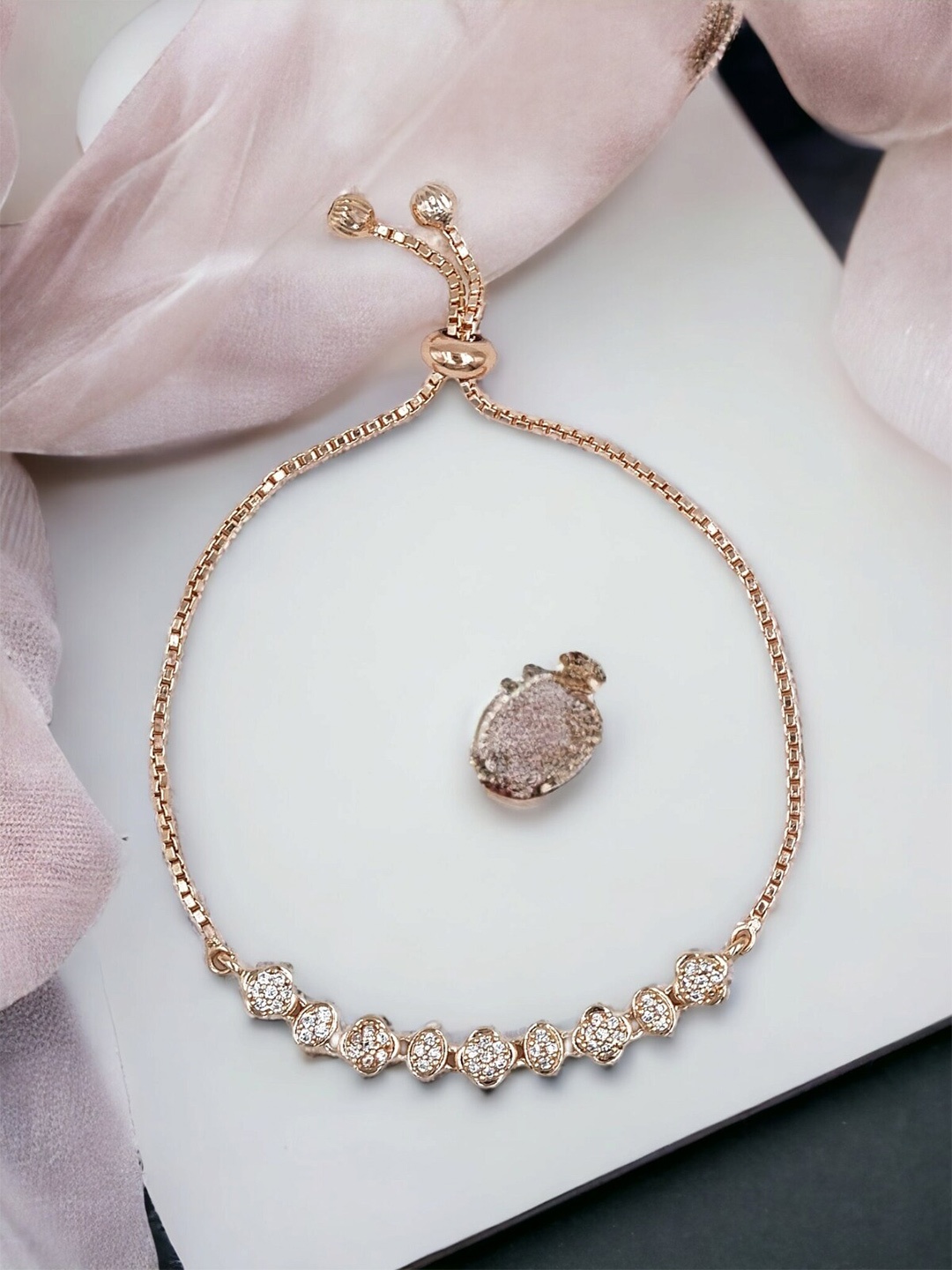 

DressBerry American Diamond Rose Gold-Plated Wraparound Bracelet