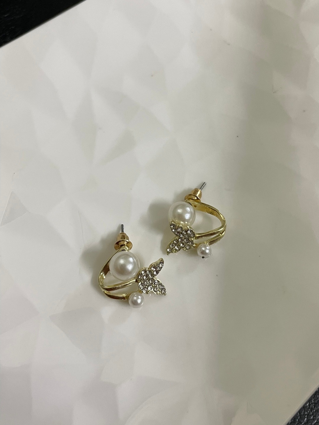 

ISHKAARA Gold-Plated Artificial Stones-Studded & Beaded Studs Butterfly Earrings