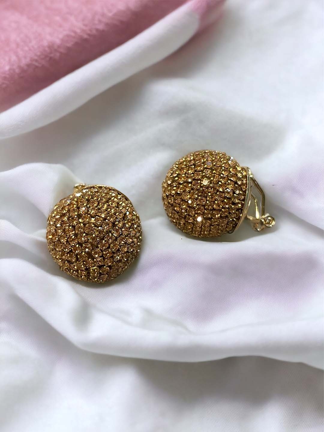 

ISHKAARA Gold-Plated Zircon-Studded Contemporary Studs Earrings