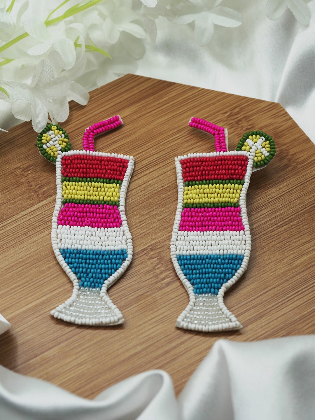 

ISHKAARA Beaded Drop Earrings, Pink