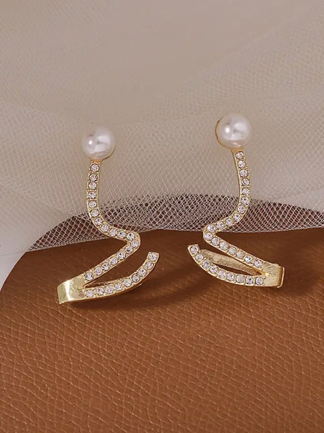 

ISHKAARA Contemporary Gold Plated Half Hoop Earrings