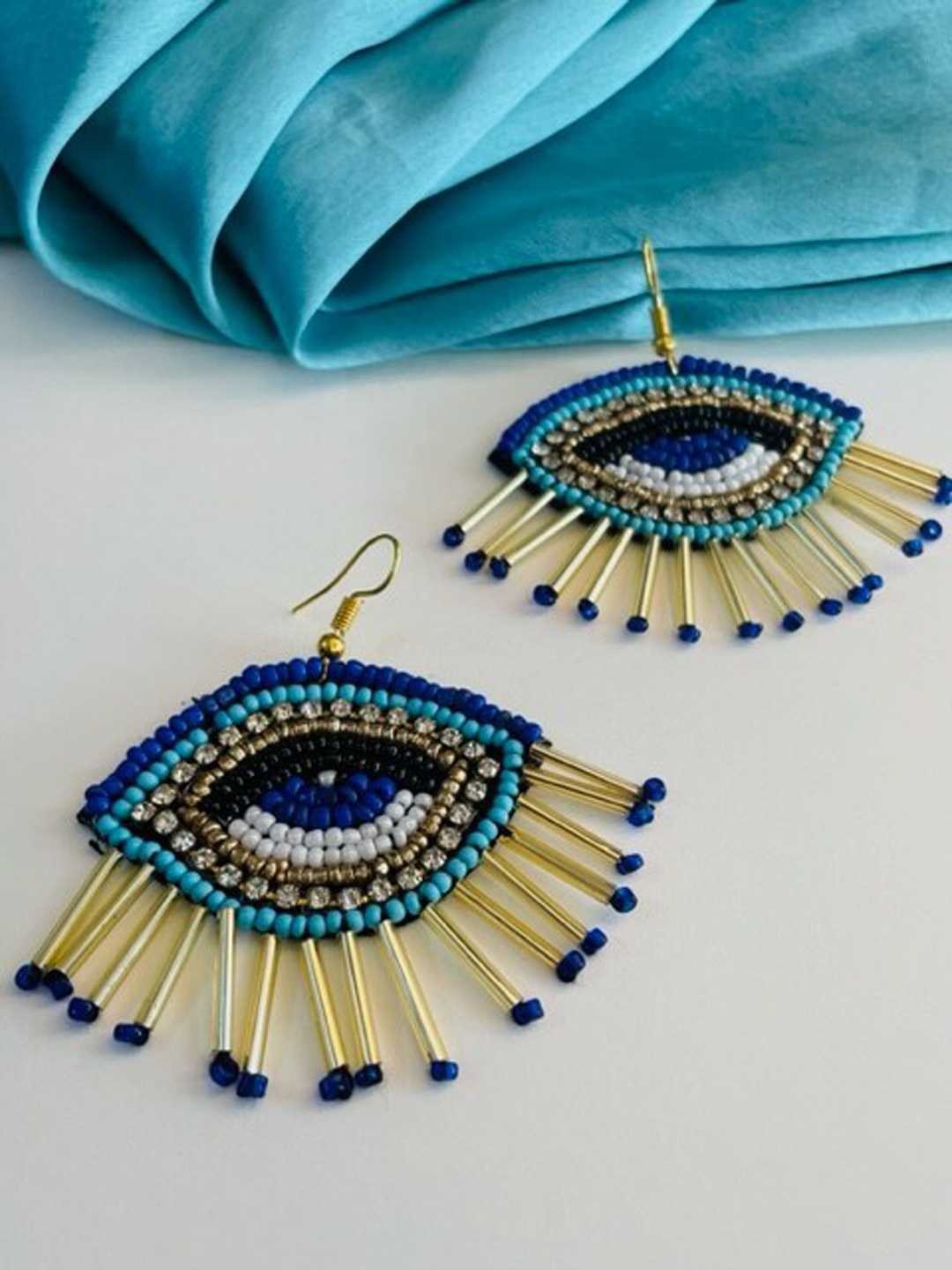 

ISHKAARA Evil Eye Beaded Drop Earrings, Blue