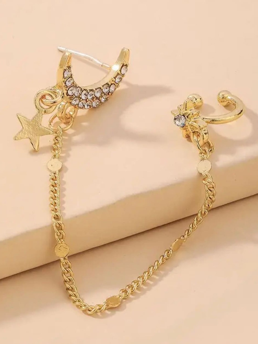 

ISHKAARA Drop Earrings With Earcuff, Gold