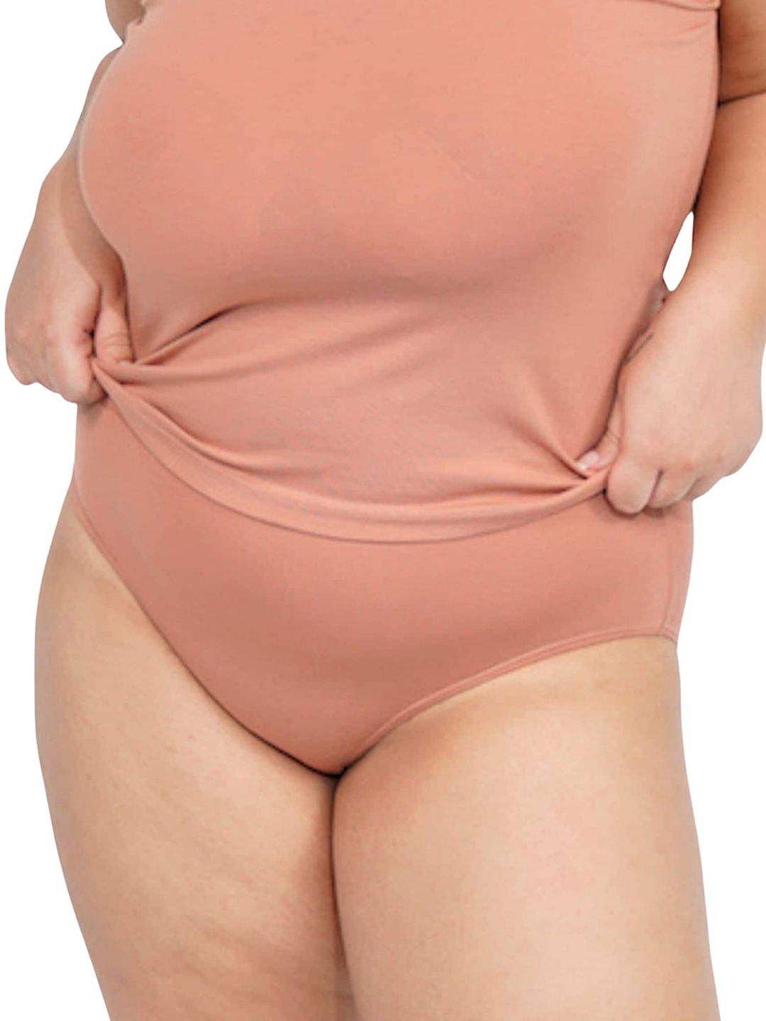 

Butt-Chique Plus Size High-Rise Anti-Odour Hipster Briefs, Peach