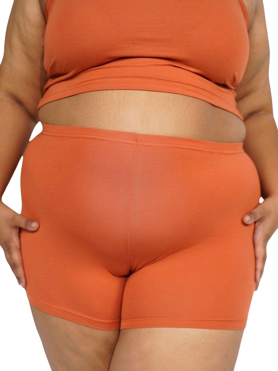 

Butt-Chique Women Boy Short Ribbed Mid Rise Briefs, Coral