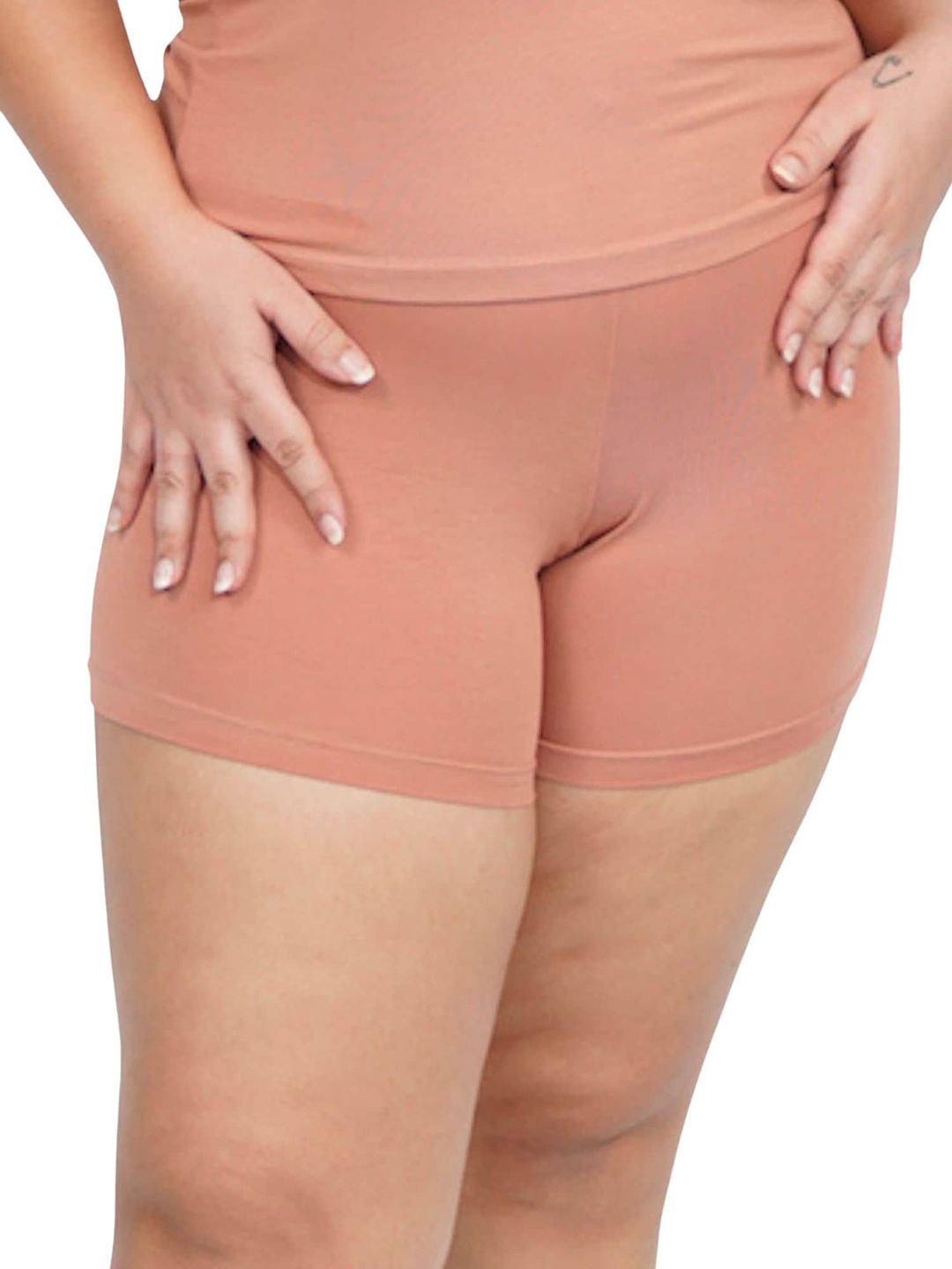 

Butt-Chique Plus Size Mid-Rise Anti-Microbial Boy Shorts Briefs, Peach