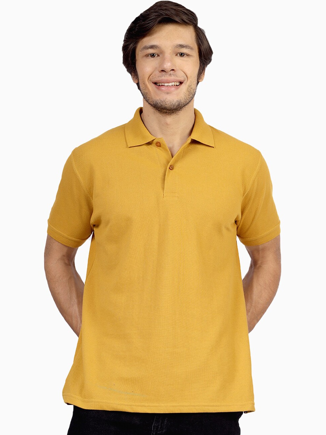 

Greylongg Polo Collar Short Sleeves T-shirt, Mustard