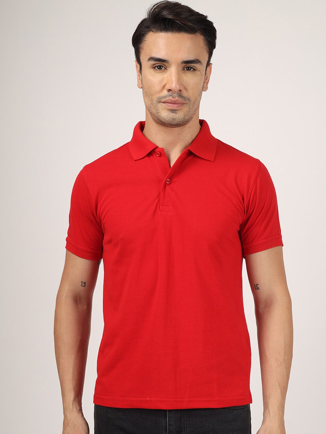 

Greylongg Polo Collar Short Sleeves T-shirt, Red