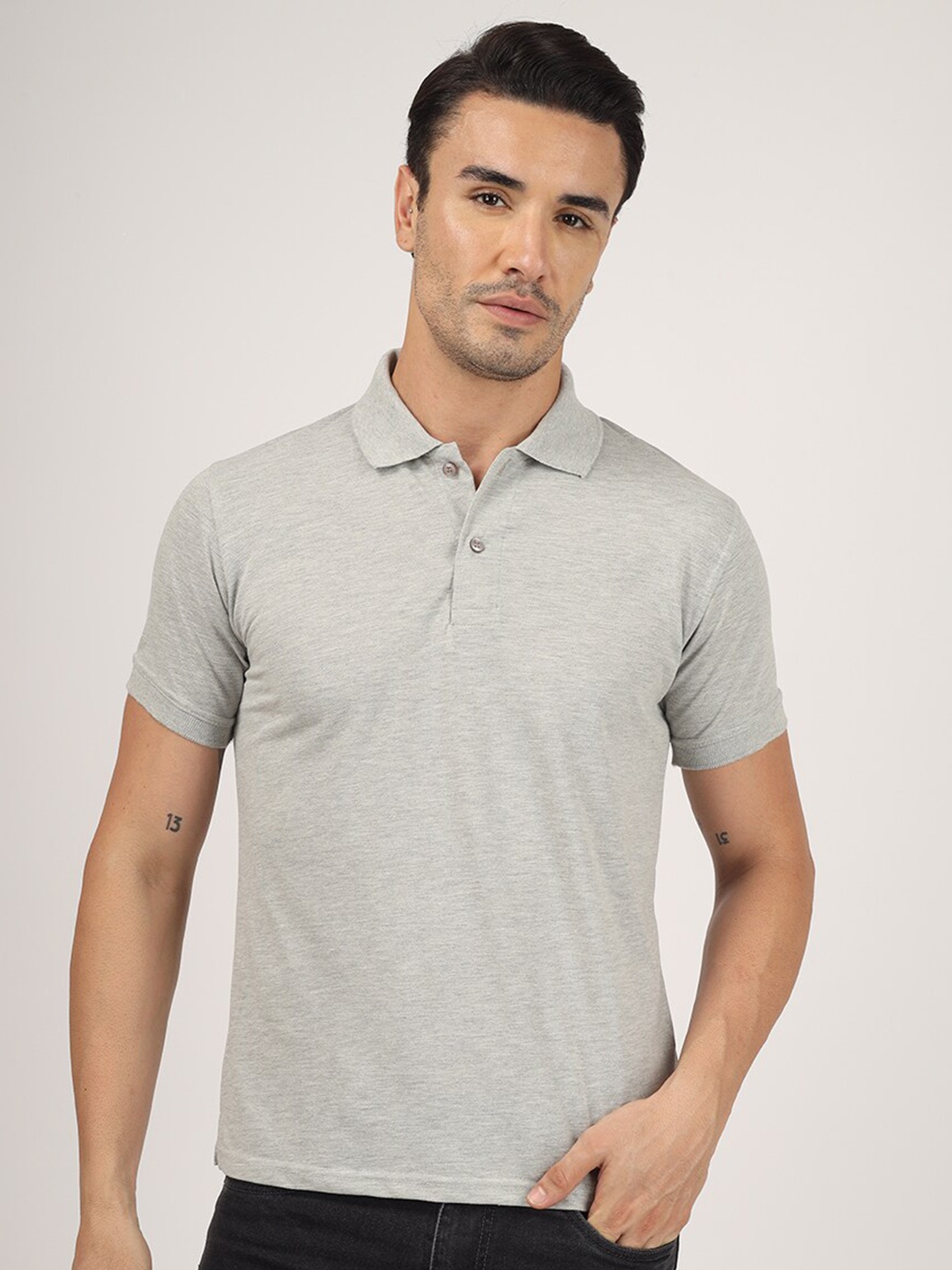 

Greylongg Polo Collar Short Sleeves T-shirt, Grey