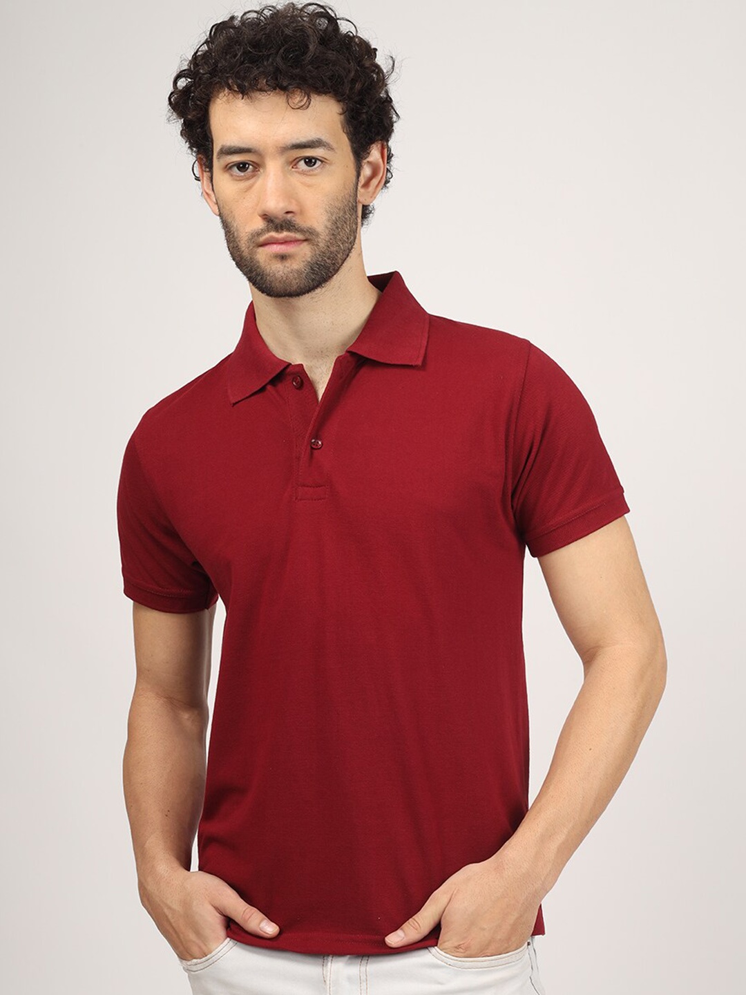 

Greylongg Polo Collar Short Sleeves T-shirt, Red