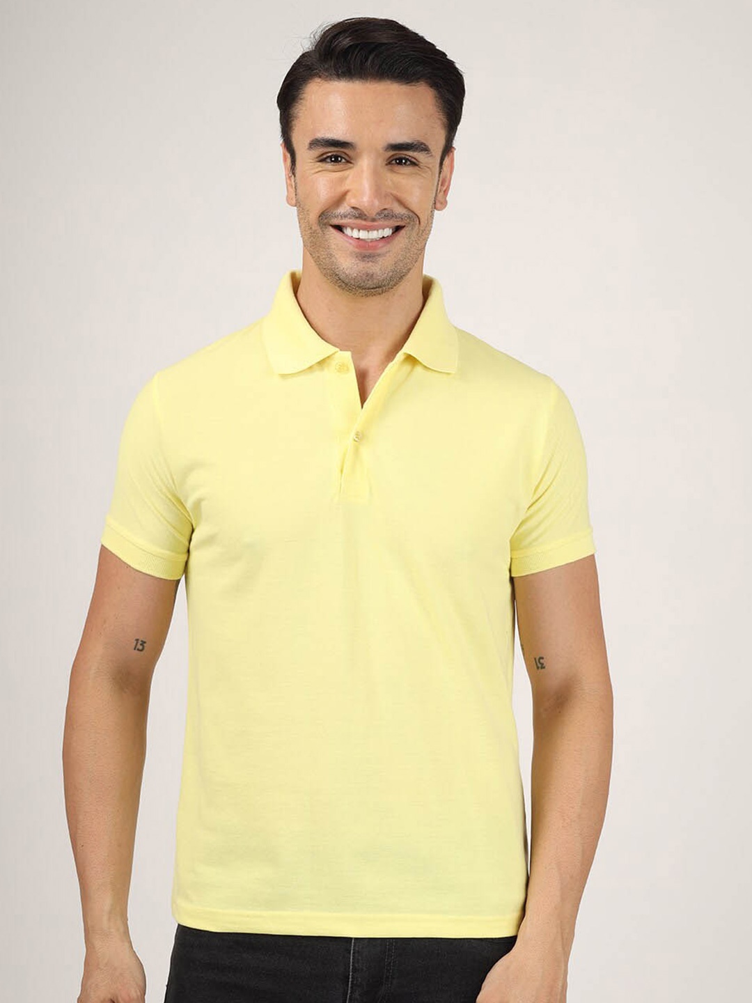 

Greylongg Polo Collar Casual Knitted T-shirt, Yellow