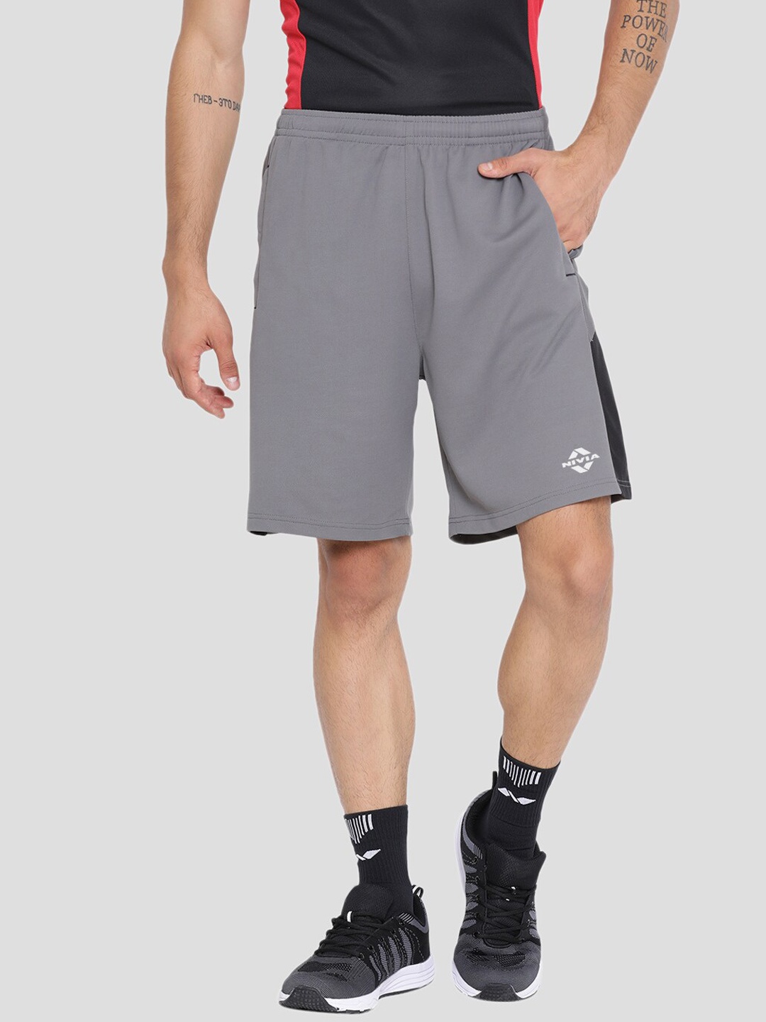 

NIVIA Men Mid-Rise Running Sports Shorts, Grey