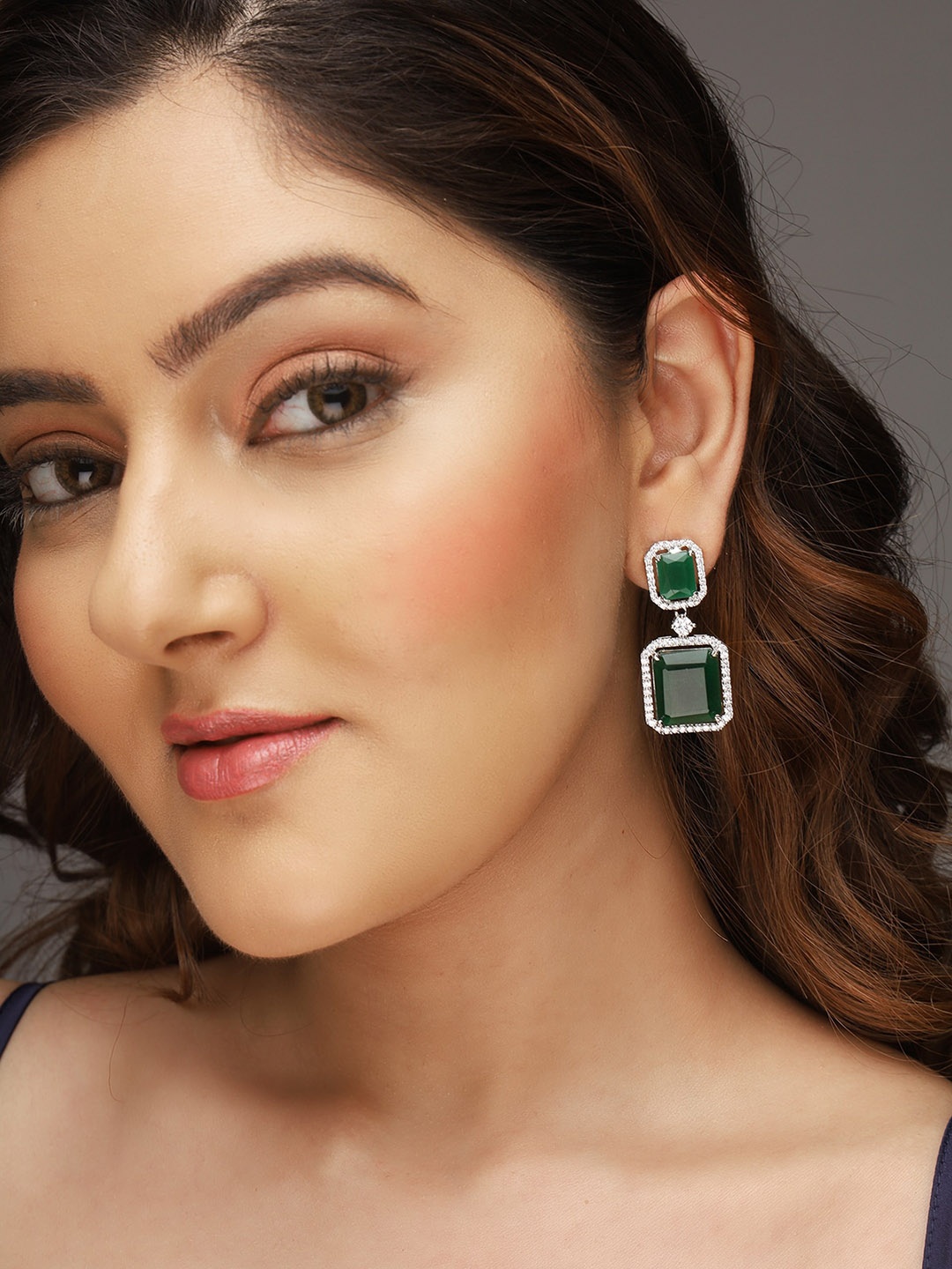 

AQUASTREET Silver Plated AD Studded Drop Earrings